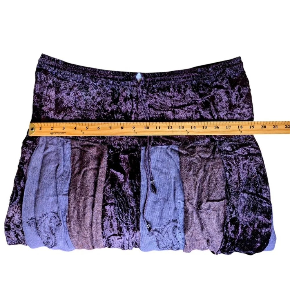 Vtg Boho Velvet Skirt Gypsy Cosplay Raaga Patchwork Embroidered OS Purple Brown - Picture 12 of 14